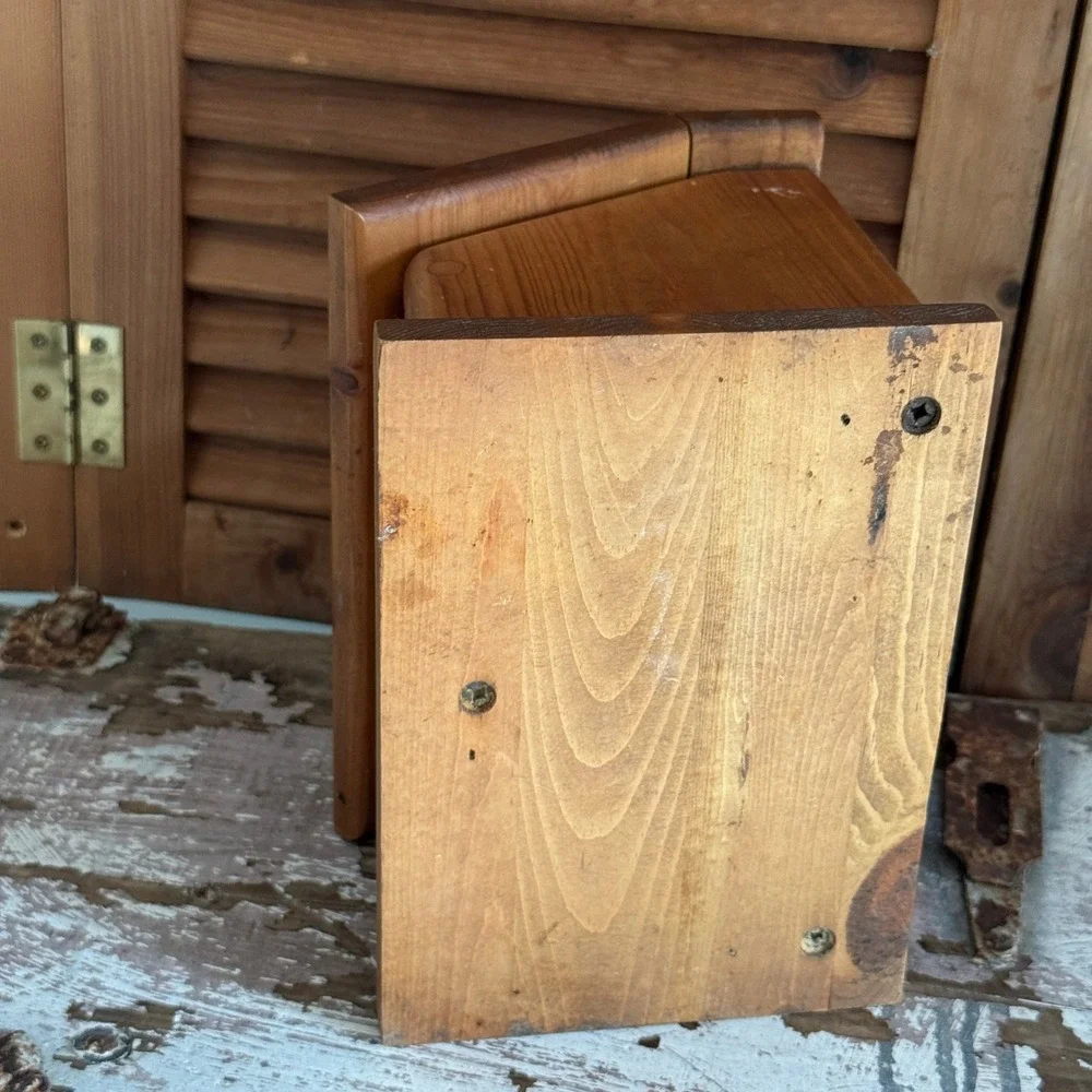 Amish Made Wooden Recipe Box Wood Burned Rose Flower Pine Farmhouse Cottagecore